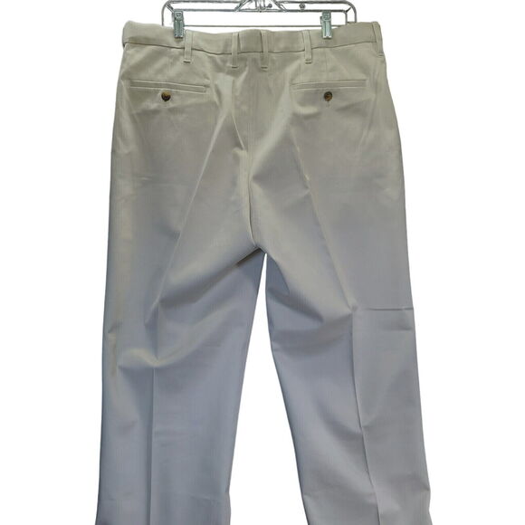 Haggar Mens Dress Pants Beige Size 38 Cotton Blend Button Zip Pockets Stretch - Picture 2 of 12